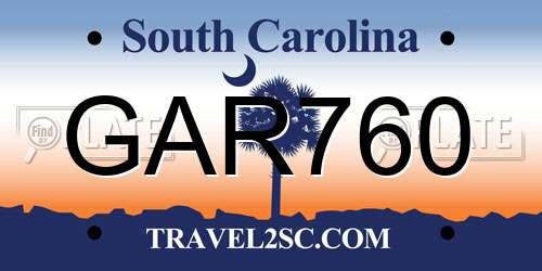 GAR760 South Carolina License Plate