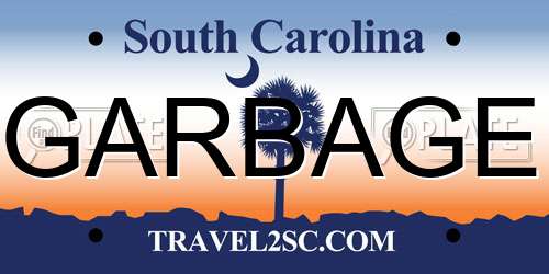 GARBAGE South Carolina License Plate