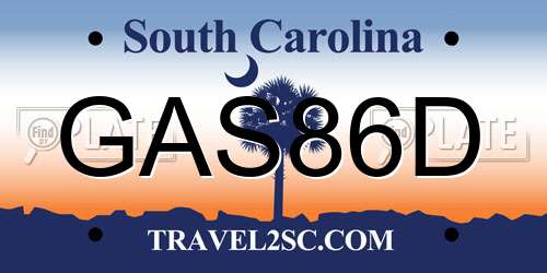 GAS86D South Carolina License Plate