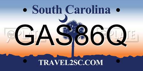 GAS86Q South Carolina License Plate