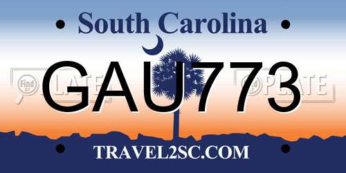GAU773 South Carolina License Plate