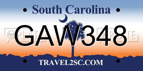 GAW348 South Carolina License Plate