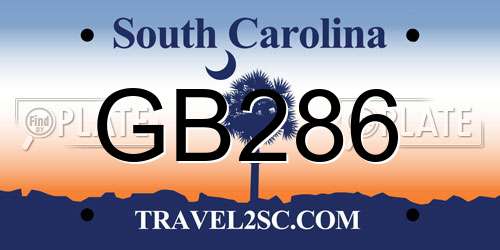 GB286 South Carolina License Plate