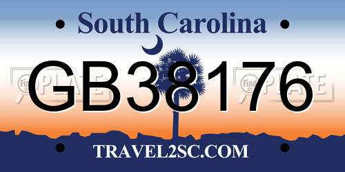 GB38176 South Carolina License Plate