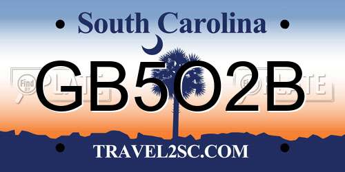 GB5O2B South Carolina License Plate