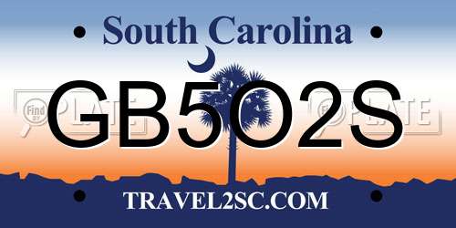 GB5O2S South Carolina License Plate