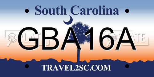 GBA16A South Carolina License Plate