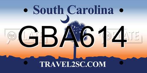GBA614 South Carolina License Plate