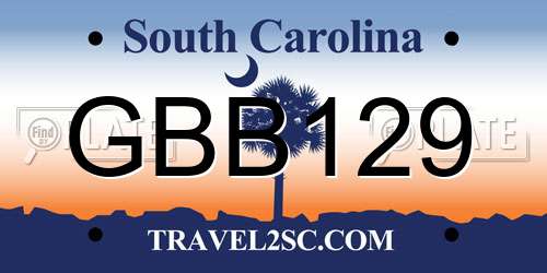 GBB129 South Carolina License Plate
