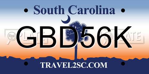 GBD56K South Carolina License Plate
