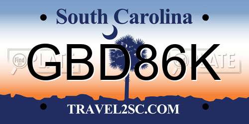 GBD86K South Carolina License Plate