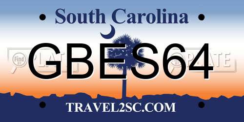 GBES64 South Carolina License Plate