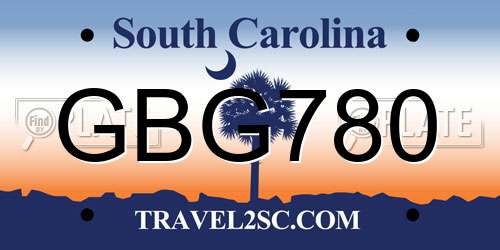 GBG780 South Carolina License Plate