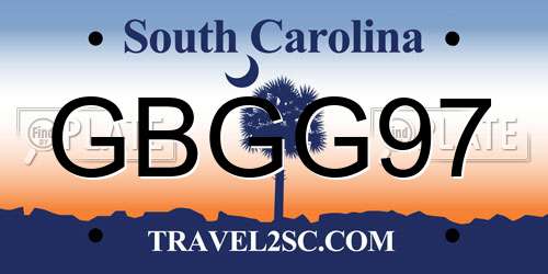 GBGG97 South Carolina License Plate