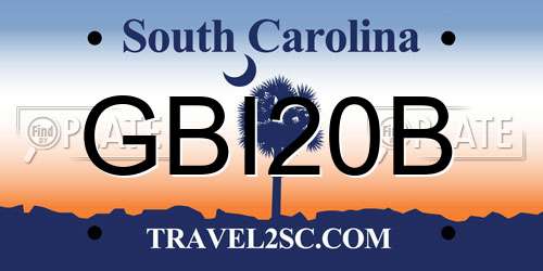 GBI20B South Carolina License Plate