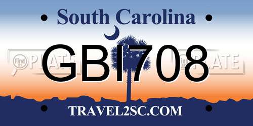 GBI708 South Carolina License Plate
