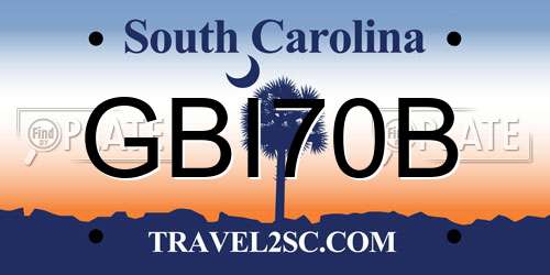 GBI70B South Carolina License Plate