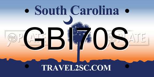 GBI70S South Carolina License Plate