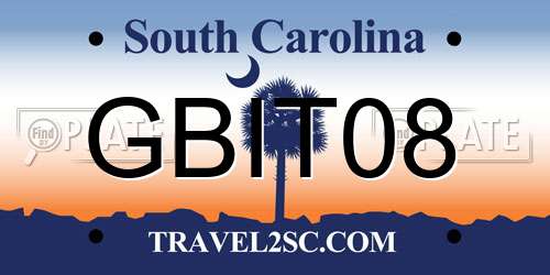 GBIT08 South Carolina License Plate