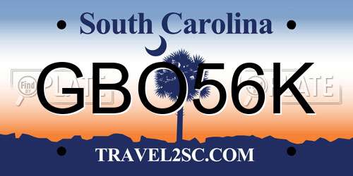 GBO56K South Carolina License Plate