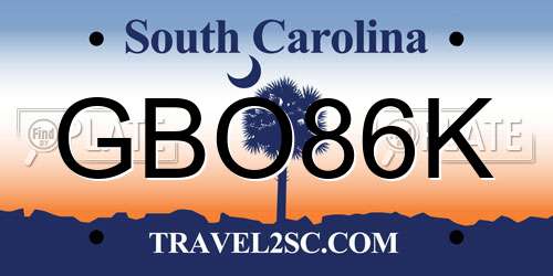 GBO86K South Carolina License Plate