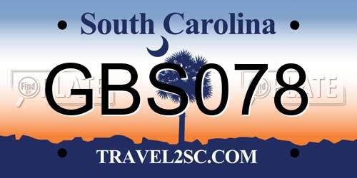 GBS078 South Carolina License Plate