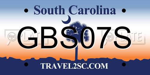 GBS07S South Carolina License Plate