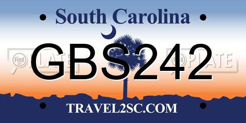 GBS242 South Carolina License Plate