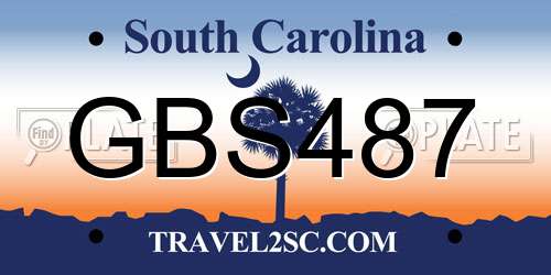 GBS487 South Carolina License Plate
