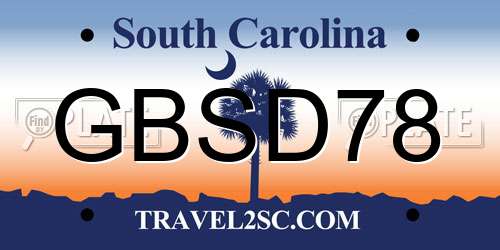 GBSD78 South Carolina License Plate
