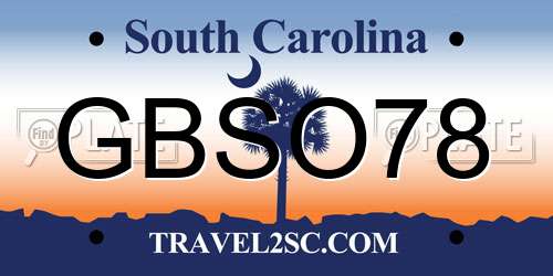 GBSO78 South Carolina License Plate