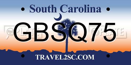 GBSQ75 South Carolina License Plate