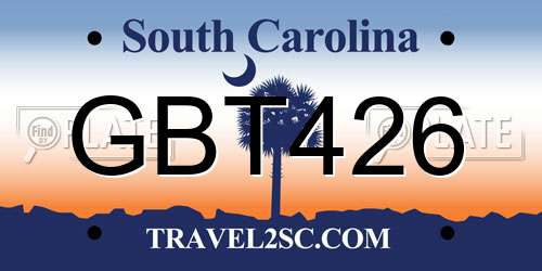 GBT426 South Carolina License Plate