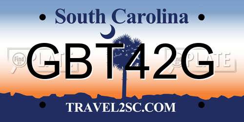 GBT42G South Carolina License Plate
