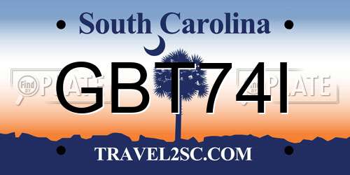 GBT74I South Carolina License Plate
