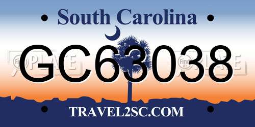 GC63038 South Carolina License Plate