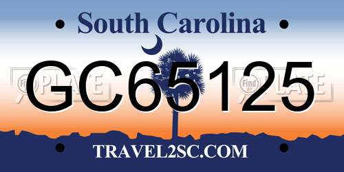 GC65125 South Carolina License Plate