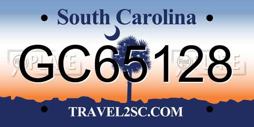 GC65128 South Carolina License Plate