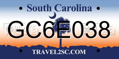 GC6E038 South Carolina License Plate