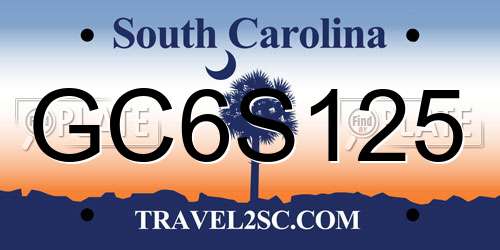 GC6S125 South Carolina License Plate