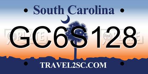 GC6S128 South Carolina License Plate