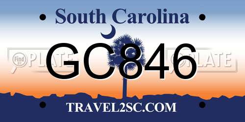 GC846 South Carolina License Plate