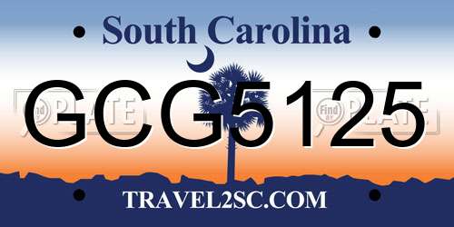 GCG5125 South Carolina License Plate