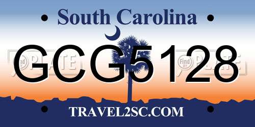 GCG5128 South Carolina License Plate