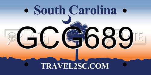 GCG689 South Carolina License Plate
