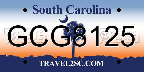 GCG8125 South Carolina License Plate