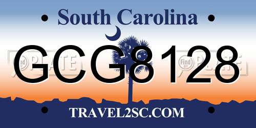 GCG8128 South Carolina License Plate