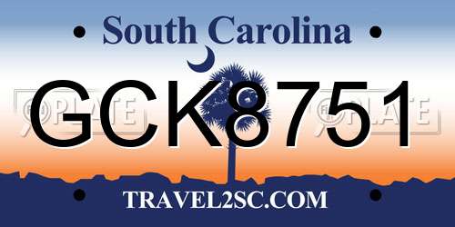 GCK8751 South Carolina License Plate