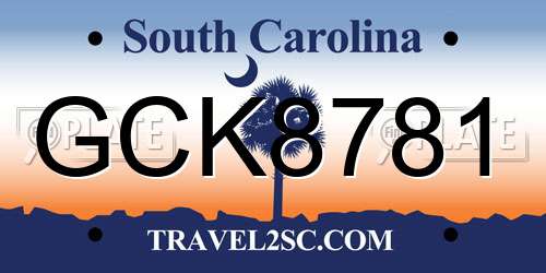 GCK8781 South Carolina License Plate