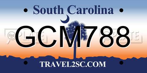 GCM788 South Carolina License Plate